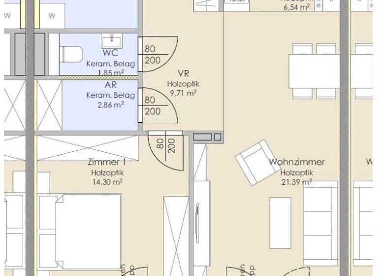 Wohnung zur Miete - Erstbezug 810 € 2 Zimmer 63,2 m² 1. Geschoss Wiener Neustadt 2700