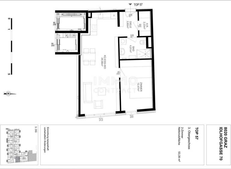 Wohnung zur Miete 472 € 2 Zimmer 53,4 m² Idlhofgasse 70 Gries Graz 8020