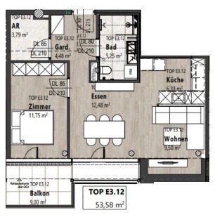 Wohnung zur Miete 870 € 2 Zimmer 53,6 m²<br/>Wohnfläche 3.<br/>Geschoss Wattens 6112