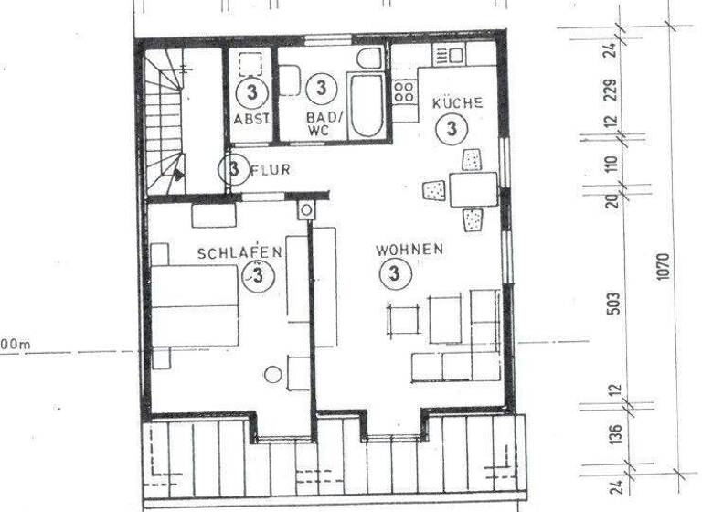 Wohnung zur Miete 670 € 2,5 Zimmer 61 m² 3. Geschoss Wernau 73249