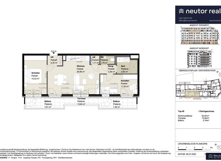 Wohnung zur Miete - Erstbezug 1.207 € 3 Zimmer 63,9 m² frei ab 01.05.2026 Grillgasse Wien 1110