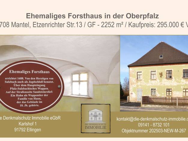 Haus zum Kauf 295.000 € 473 m² 2.252 m² Grundstück Etzenrichter Straße 13 Mantel Mantel 92708