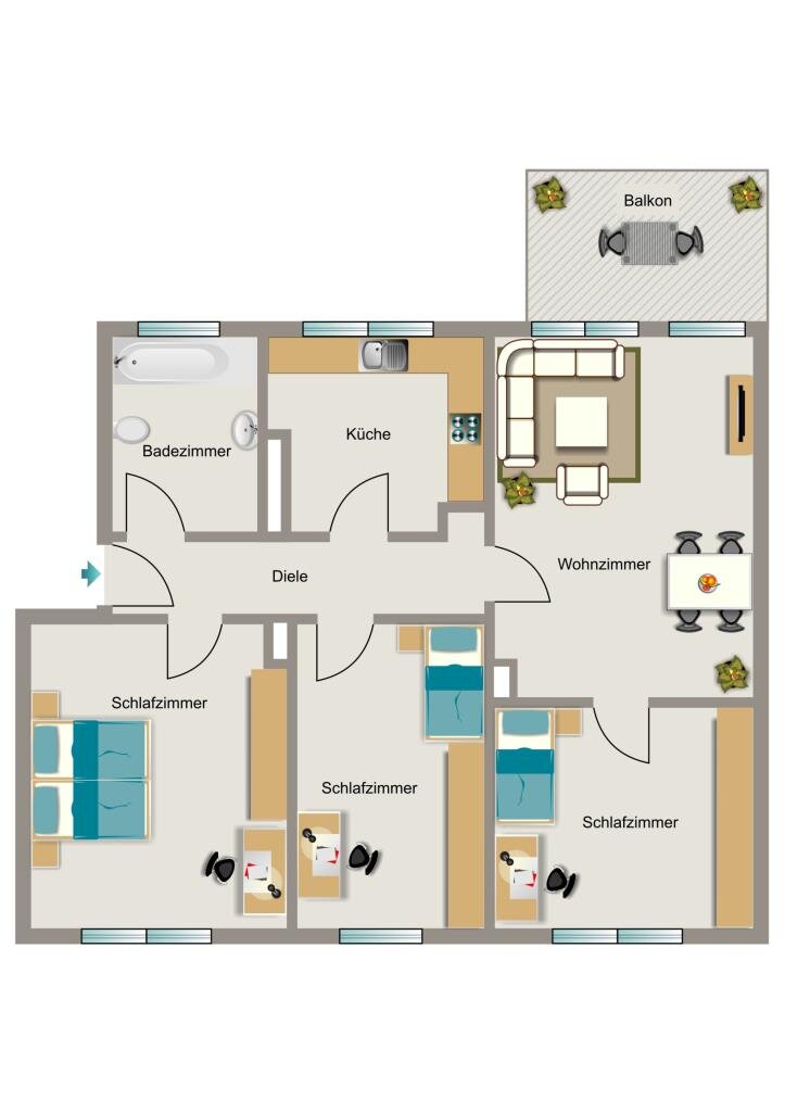 Wohnung zur Miete 602 € 4,5 Zimmer 70,8 m²<br/>Wohnfläche 1.<br/>Geschoss Overbruchstraße 67 Overbruch Duisburg 47178