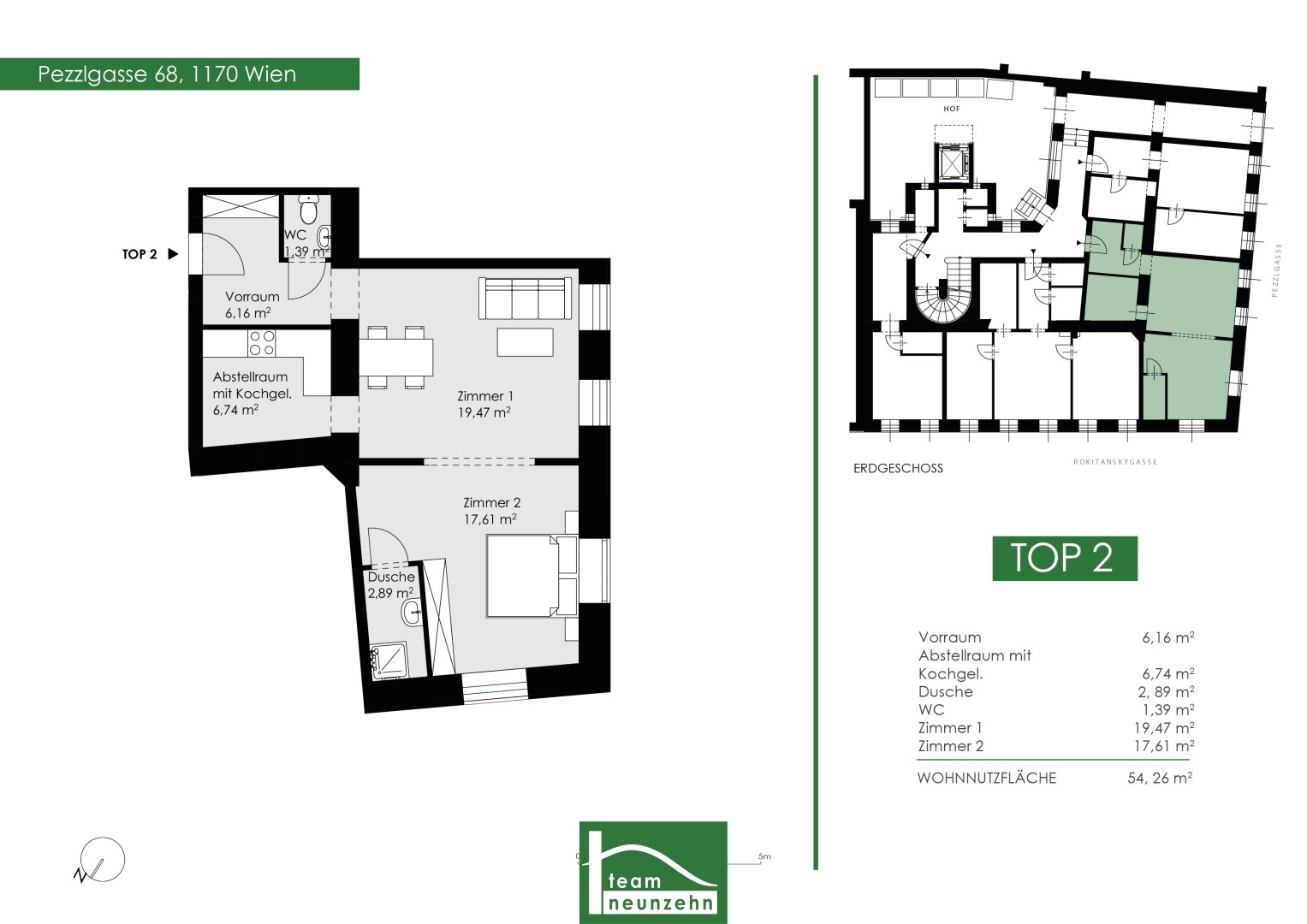 Wohnung zum Kauf 289.000 € 2 Zimmer 54,1 m²<br/>Wohnfläche EG<br/>Geschoss Pezzlgasse 68 Wien 1170