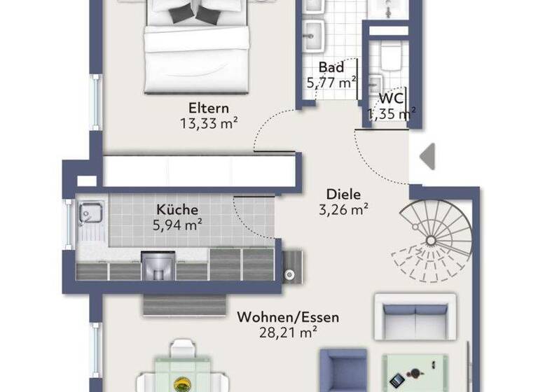 Wohnung zur Miete 1.000 € 3,5 Zimmer 79 m² Söflingen Ulm 89081
