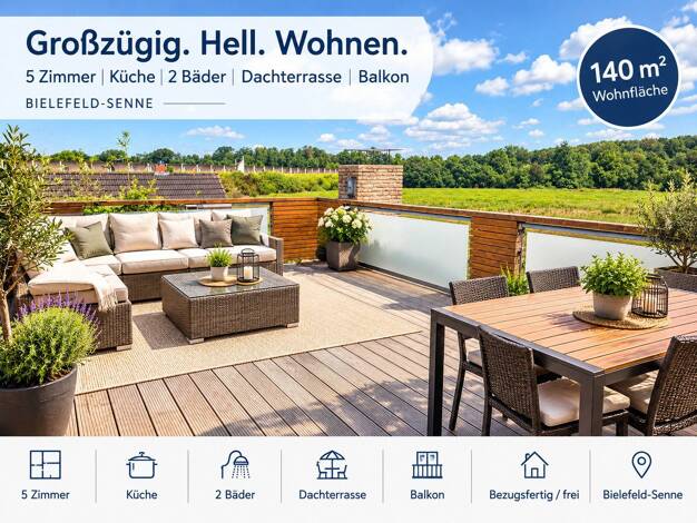 Maisonette zur Miete 1.360 € 5 Zimmer 140 m² 1. Geschoss Antilopenweg 12 Senne Senne 33659