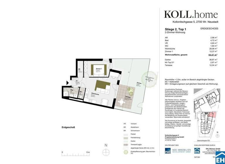 Wohnung zum Kauf - Erstbezug 256.000 € 2 Zimmer 55,6 m² EG Kollonitschgasse Wiener Neustadt 2700