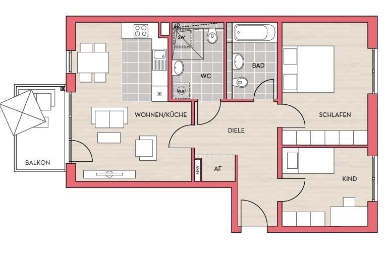 Wohnung zur Miete 1.630 € 3 Zimmer 77,4 m²<br/>Wohnfläche Karotschstraße 14 a Trudering - Riem München 81829