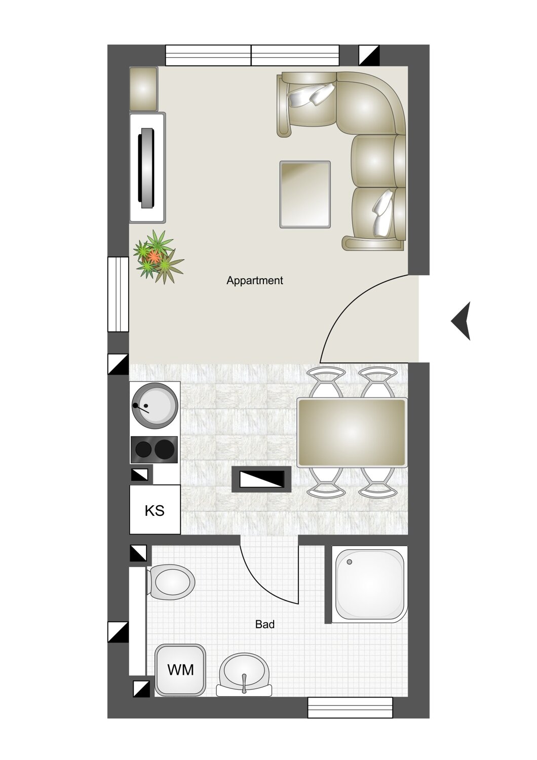 Wohnung zum Kauf 125.000 € 1 Zimmer 23,4 m²<br/>Wohnfläche Gundelfingen Gundelfingen an der Donau 89423