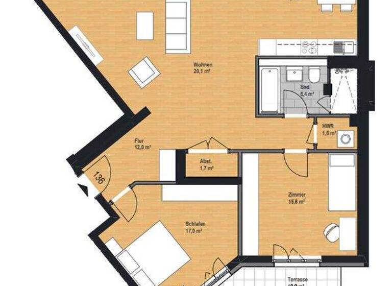 Wohnung zur Miete - Erstbezug 1.337 € 3 Zimmer 99 m² EG Prager Straße 107 Reudnitz-Thonberg Leipzig 04317