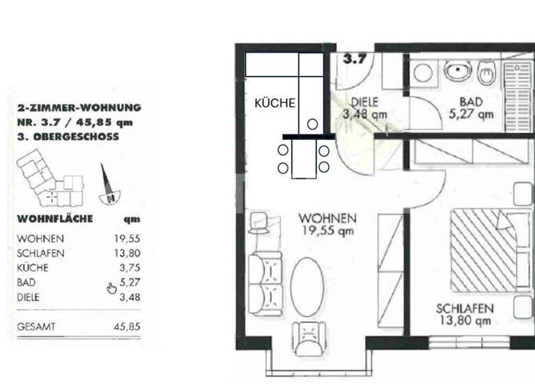 Wohnung zum Kauf 137.000 € 2 Zimmer 45 m² 3. Geschoss frei ab sofort Gohlis-Mitte Leipzig 04157