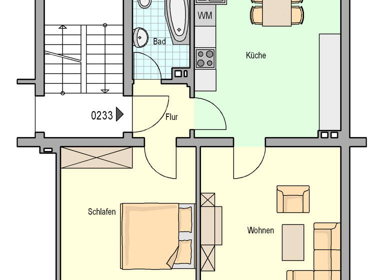 Wohnung zur Miete 385 € 2,5 Zimmer 55 m²<br/>Wohnfläche 2.<br/>Geschoss Bismarckstraße 78 Baukau-Ost Herne 44629