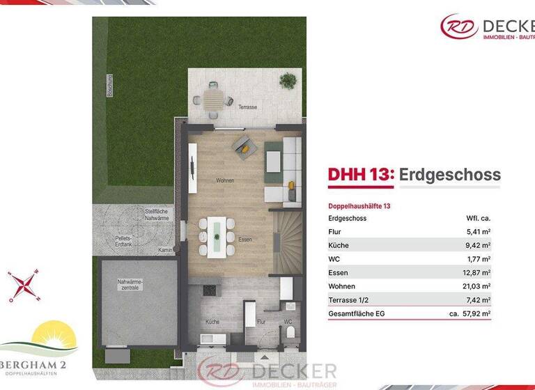 Doppelhaushälfte zum Kauf 622.100 € 6 Zimmer 143 m² 205 m² Grundstück Bergham Eiselfing 83549