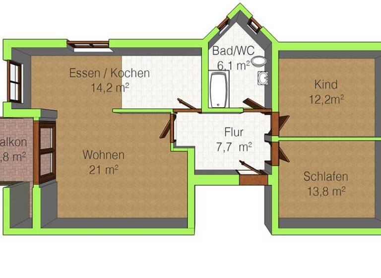 Wohnung zum Kauf 74.333 € 3 Zimmer 78,9 m² 1. Geschoss Louis-Lejeuné-Straße 1 Niederlungwitz Glauchau 08371