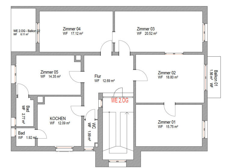 Wohnung zum Kauf 1.049.000 € 5,5 Zimmer 123 m² 2. Geschoss Herdern Freiburg 79104