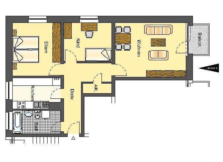 Wohnung zur Miete 700 € 3 Zimmer 73,1 m² Geschoss 4/4 Schlehenstraße 3 Kernstadt Lippstadt 59557