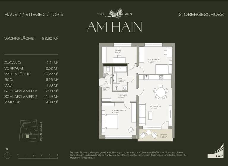 Wohnung zum Kauf - Erstbezug 839.000 € 4 Zimmer 88,6 m² Wien 1190