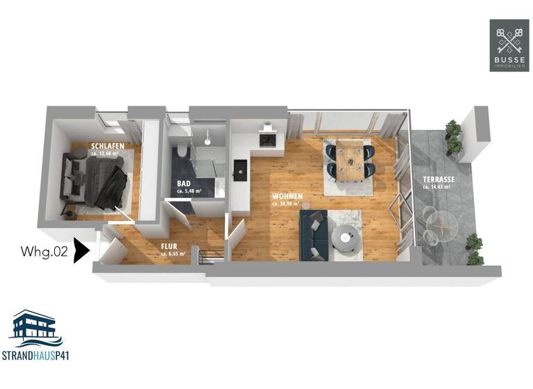 Wohnung zum Kauf provisionsfrei als Kapitalanlage geeignet 394.900 € 2 Zimmer 62,9 m² Promenade 41 Schönberger Strand Schönberg (Holstein) 24217