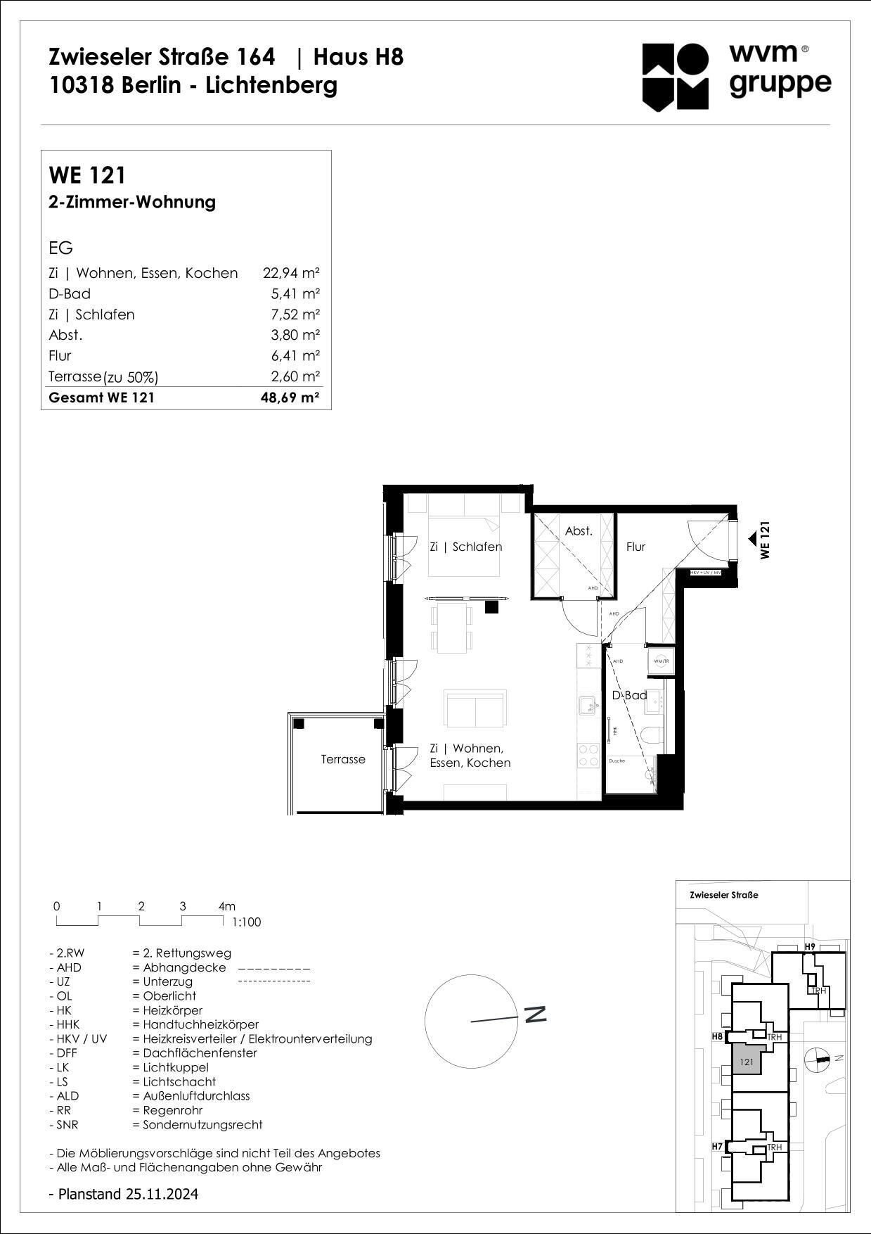 Wohnung zum Kauf provisionsfrei 307.000 € 2 Zimmer 48,7 m²<br/>Wohnfläche EG<br/>Geschoss Zwieseler Straße 164 Karlshorst Berlin 10318