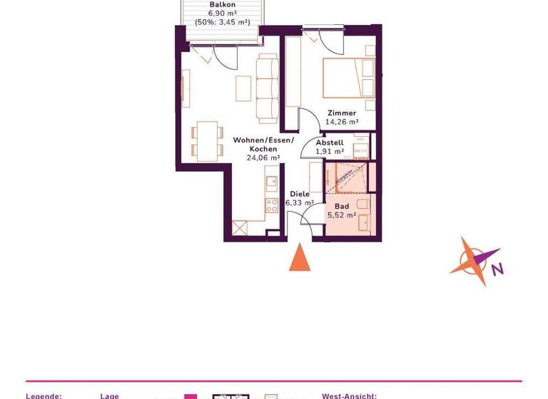 Wohnung zur Miete - Erstbezug 1.329 € 2 Zimmer 55,7 m² 2. Geschoss Archenholdstrasse 21 Friedrichsfelde Berlin 10315