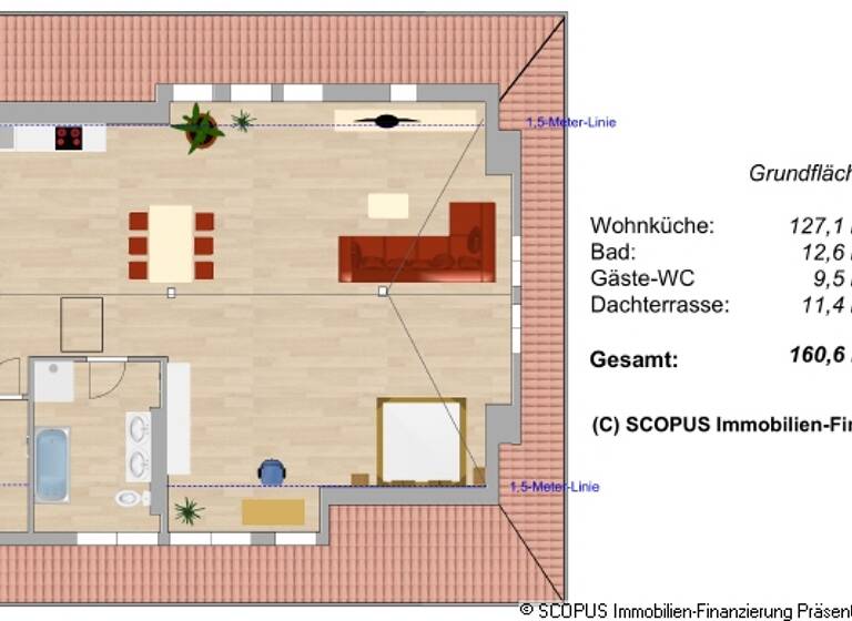 Wohnung zur Miete 1.440 € 2 Zimmer 130,9 m²<br/>Wohnfläche Dachgeschoss, 3.<br/>Geschoss Meißen Meißen 01662