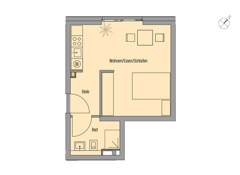 Studio zum Kauf - Neubau provisionsfrei 383.700 € 1 Zimmer 30,2 m² 5. Geschoss Sachsenhausen Frankfurt am Main 60594