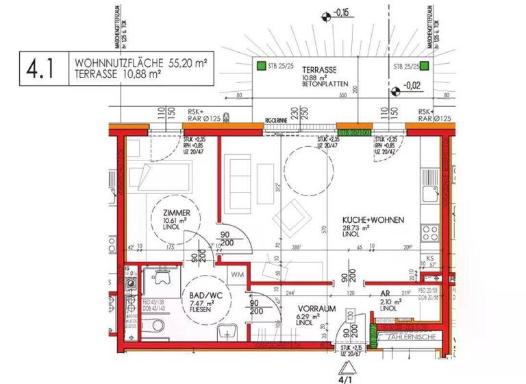 Wohnung zur Miete 775 € 2 Zimmer 55 m² Lanzenkirchen 2821