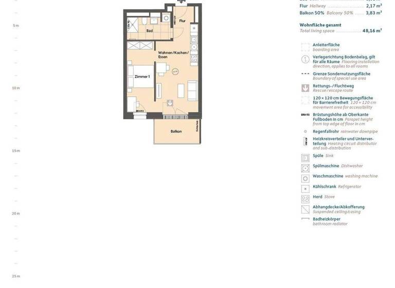 Wohnung zum Kauf 340.000 € 1,5 Zimmer 48,2 m² 2. Geschoss Daumstraße 61H Haselhorst Berlin 13599