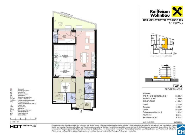 Wohnung zum Kauf - Erstbezug 736.300 € 3 Zimmer 83,3 m² EG Heiligenstädter Straße Wien 1190