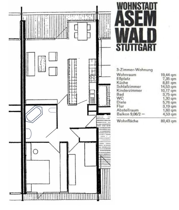 Wohnung zur Miete 1.090 € 3,5 Zimmer 80 m²<br/>Wohnfläche 13.<br/>Geschoss Im Asemwald 26 Asemwald Stuttgart 70599