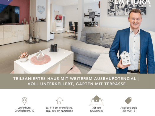 Doppelhaushälfte zum Kauf 398.000 € 3 Zimmer 114 m² 326 m² Grundstück Grunholzer Straße 12 Laufenburg Laufenburg (Baden) 79725