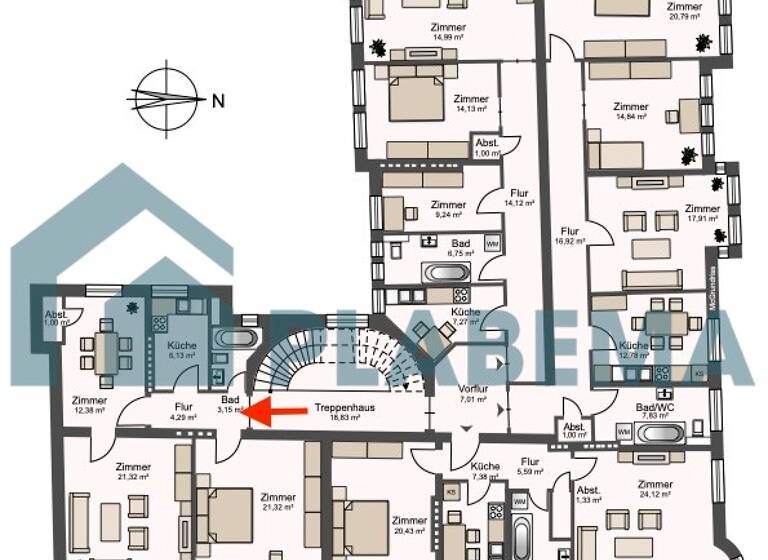 Wohnung zur Miete 935 € 3 Zimmer 69,6 m²<br/>Wohnfläche 1.<br/>Geschoss ab sofort<br/>Verfügbarkeit Gützkower Str. 1 Fleischervorstadt Greifswald 17489