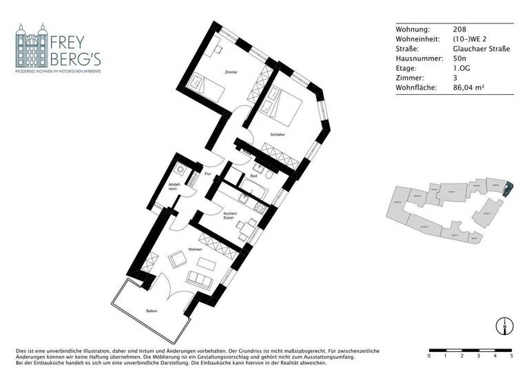 Wohnung zur Miete - Erstbezug 1.045 € 3 Zimmer 86 m² 1. Geschoss frei ab sofort Glauchaer Straße 50n Innenstadt Halle ( Saale) 06110