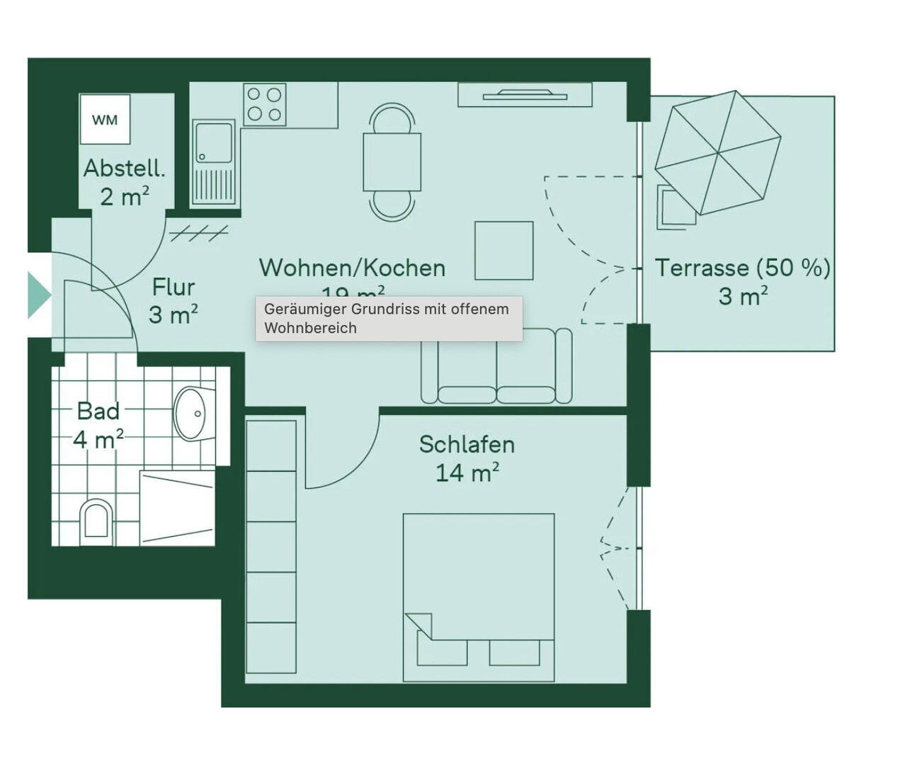 Terrassenwohnung zur Miete 565 € 2 Zimmer 45 m²<br/>Wohnfläche EG<br/>Geschoss Hordisstraße 27b Markranstädt Markranstädt 04420