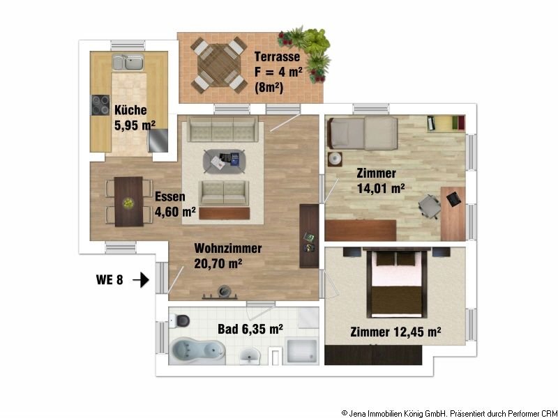 Wohnung zur Miete 830 € 3 Zimmer 69,1 m²<br/>Wohnfläche 01.02.2025<br/>Verfügbarkeit Zur Lämmerlaide 1 Drackendorf Jena 07751