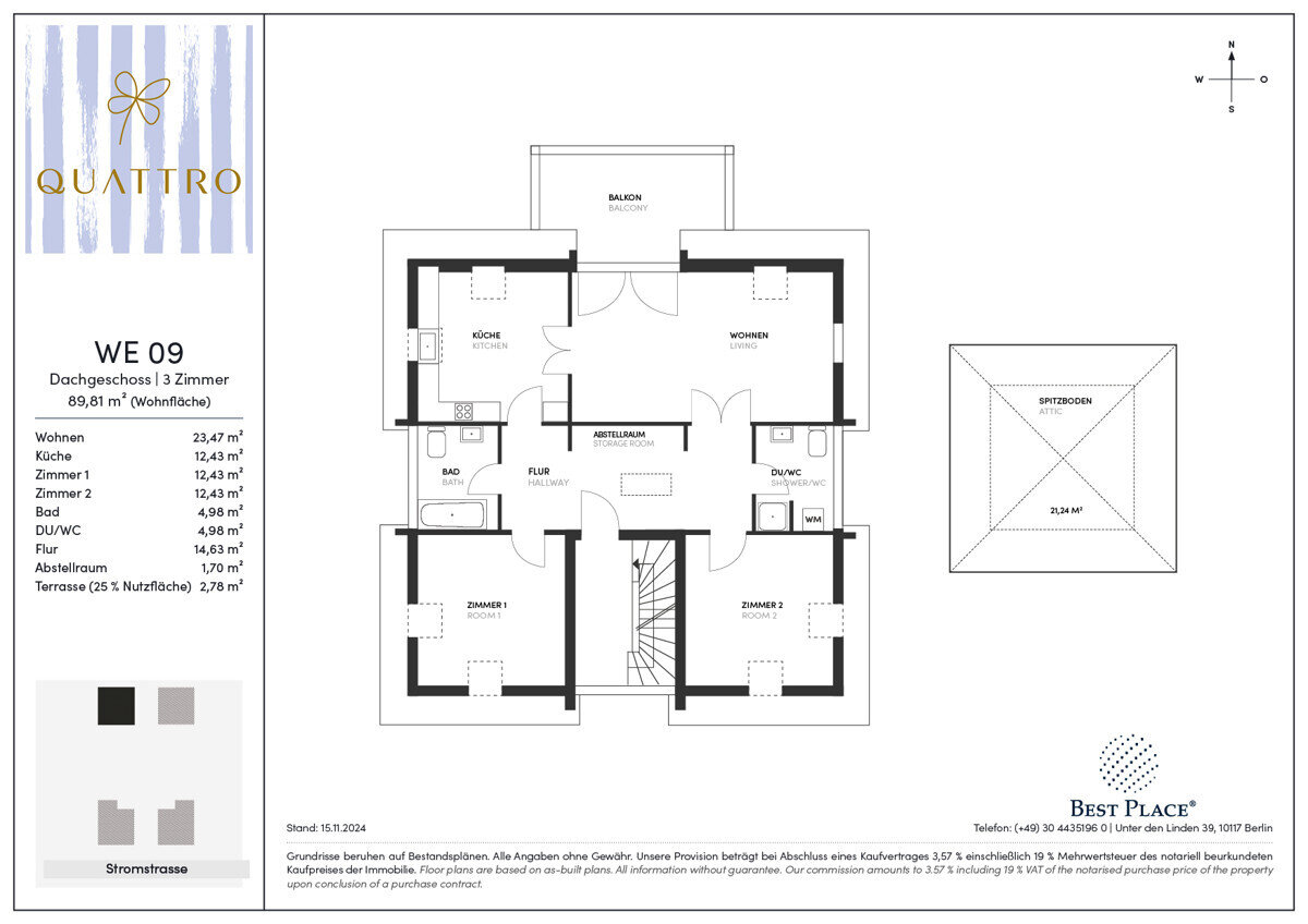 Wohnung zum Kauf 290.000 € 3 Zimmer 100,4 m²<br/>Wohnfläche Stromstraße 39a Bohnsdorf Berlin 12526