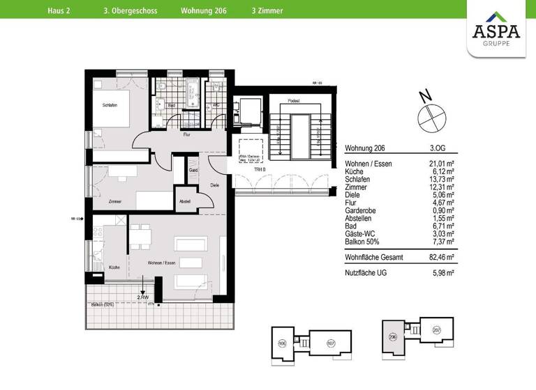 Wohnung zur Miete - Erstbezug 1.305 € 3 Zimmer 82 m² 3. Geschoss frei ab 01.05.2026 Oppenweiler 71570