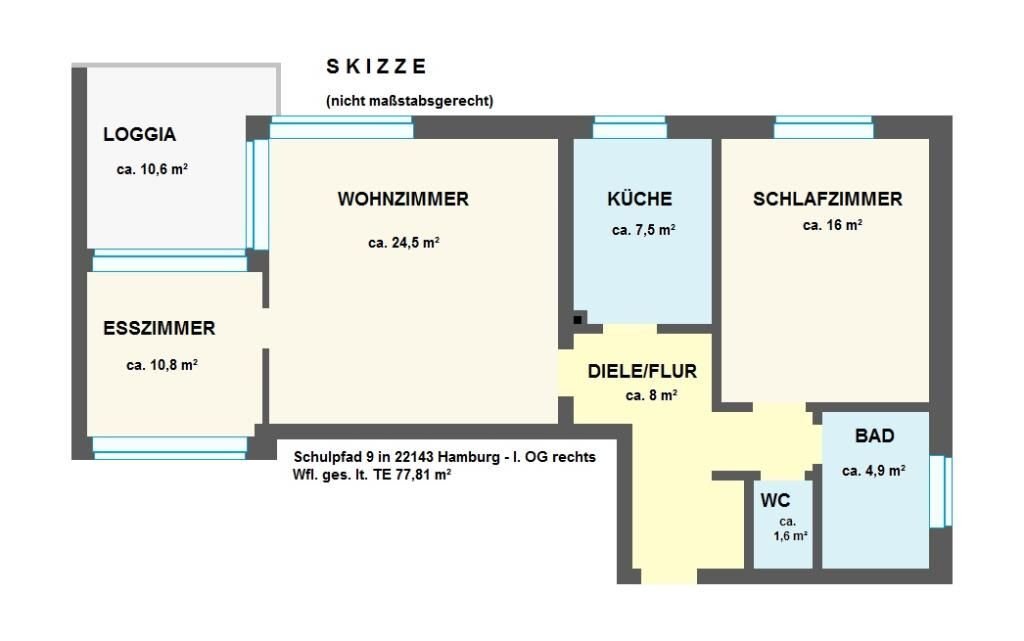 Wohnung zum Kauf 319.000 € 3 Zimmer 77,8 m²<br/>Wohnfläche Schulpfad 9 Rahlstedt Hamburg 22143