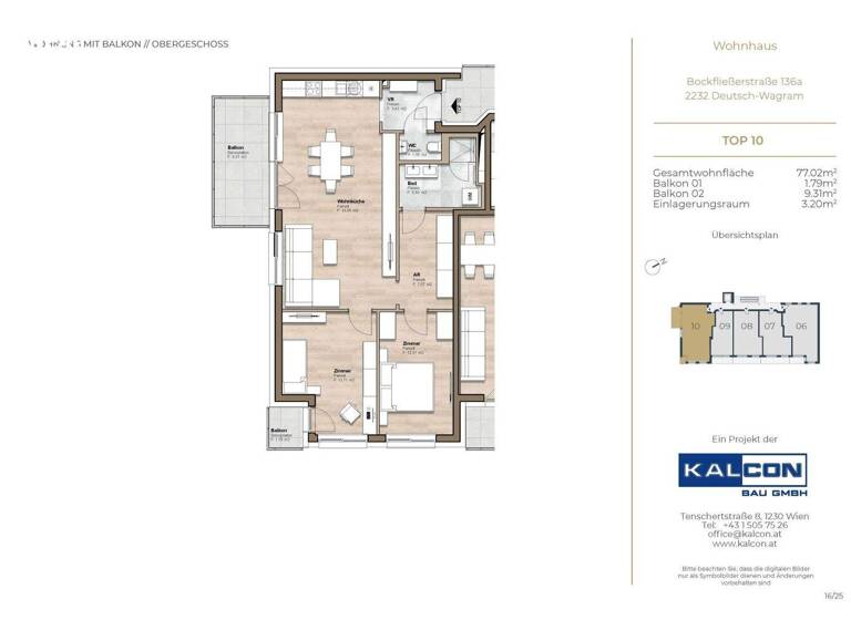 Wohnung zum Kauf - Erstbezug 389.000 € 3 Zimmer 77 m² 1. Geschoss Bockfließerstraße 136A Deutsch-Wagram 2232