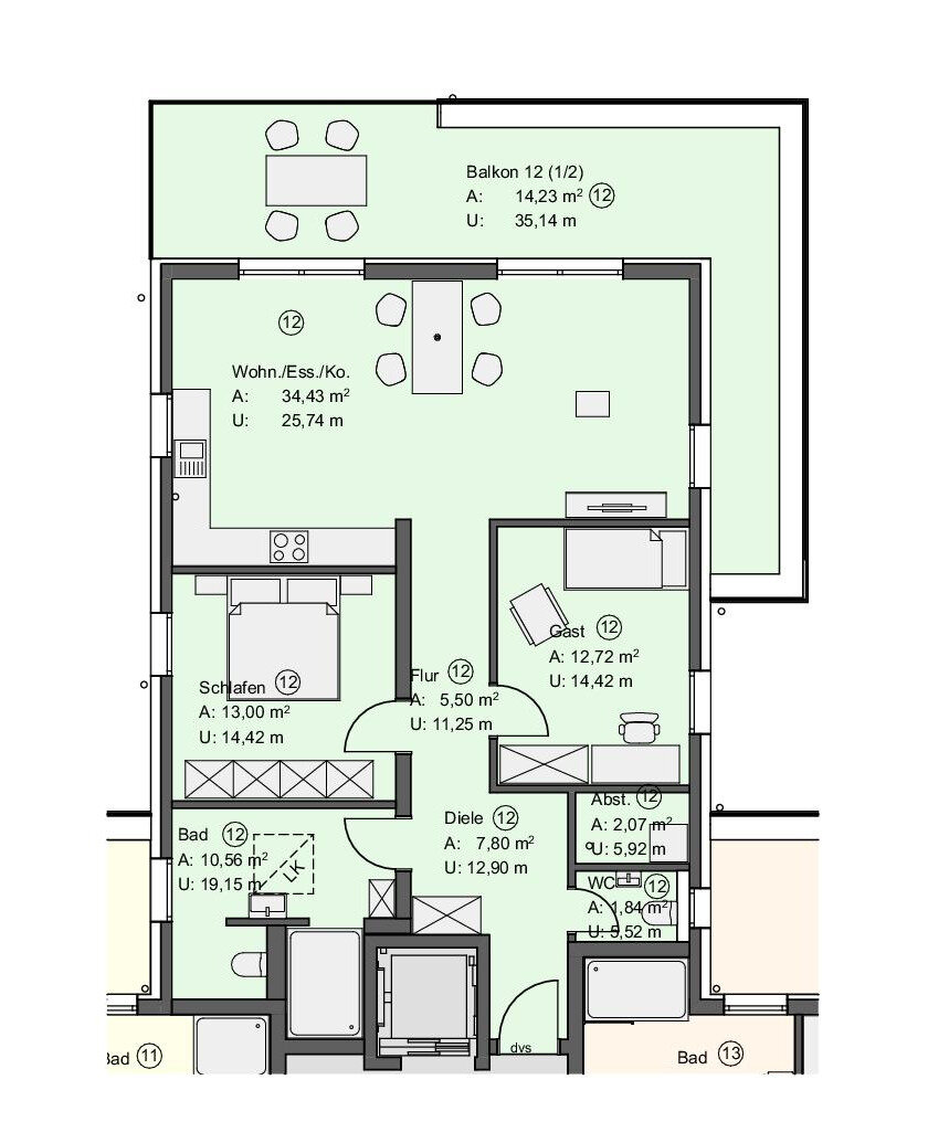 Wohnung zur Miete 1.400 € 3 Zimmer 102 m²<br/>Wohnfläche 2.<br/>Geschoss ab sofort<br/>Verfügbarkeit Masholder Bitburg 54634