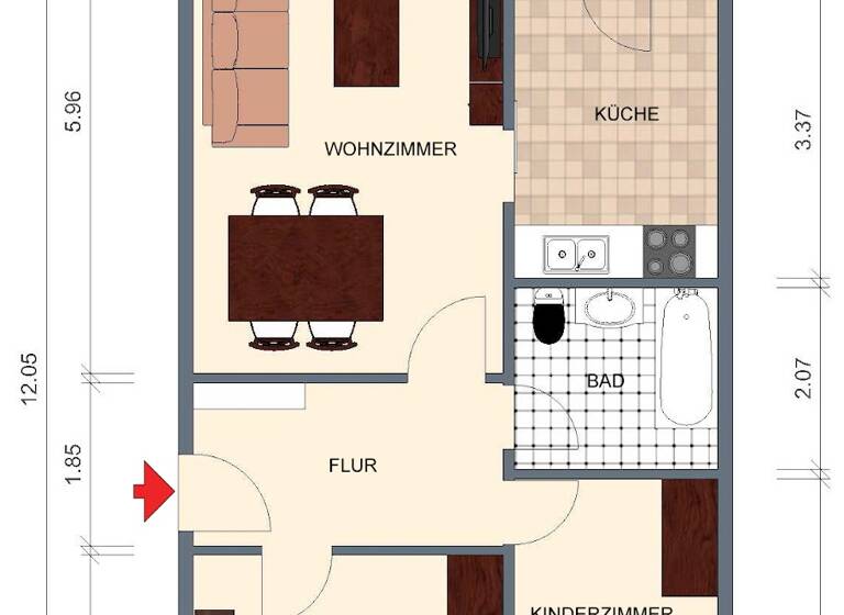 Wohnung zur Miete 400 € 3 Zimmer 65,5 m² 4. Geschoss Jakob-Kaiser-Straße 9 Grünthal-Viermorgen Stralsund 18437