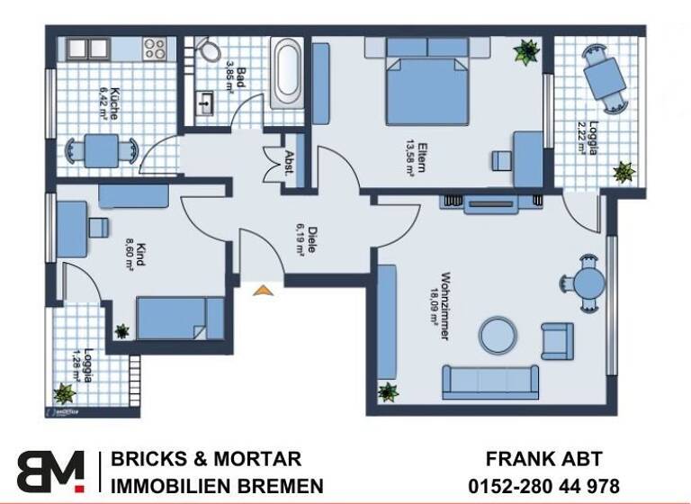 Wohnung zum Kauf 120.000 € 3 Zimmer 60 m²<br/>Wohnfläche 1.<br/>Geschoss Gröpelingen Gröpelingen 28237