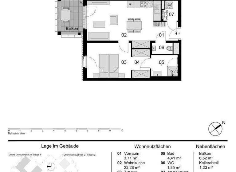 Wohnung zum Kauf - Erstbezug 427.000 € 2 Zimmer 51,9 m² 1. Geschoss Obere Donaustraße 23 Wien 1020