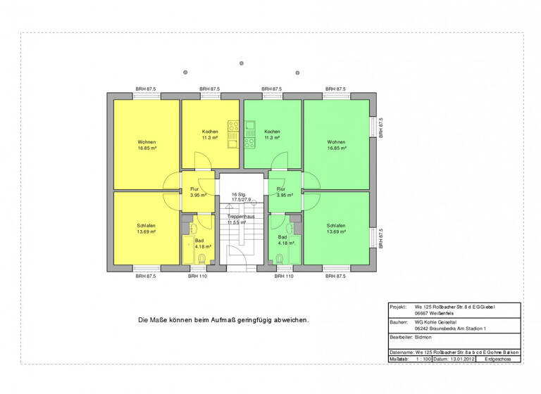 Wohnung zur Miete 296 € 2 Zimmer 49,4 m² EG Roßbacher Str. 8b Tagewerben Weißenfels 06667