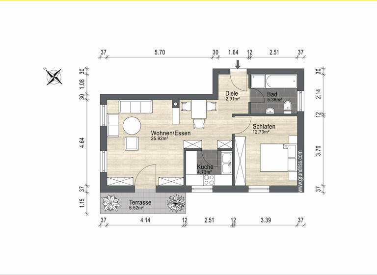 Wohnung zum Kauf 220.000 € 2 Zimmer 52 m² Dorfen 84405