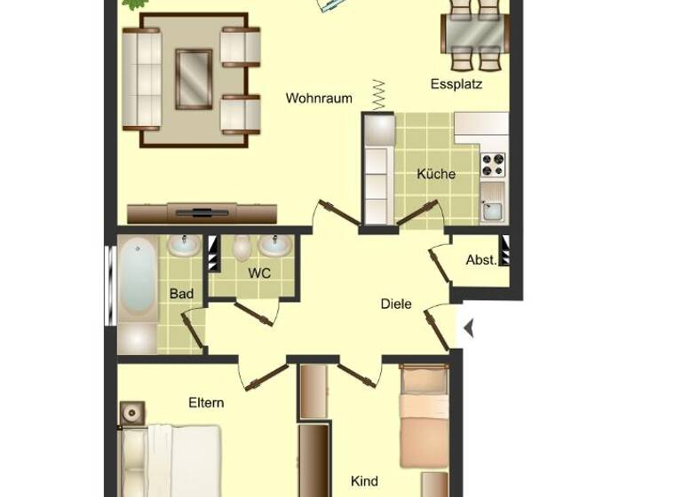 Wohnung zur Miete 639 € 4 Zimmer 84,3 m² 2. Geschoss Lortzingstraße 3a Innenstadt Minden 32427
