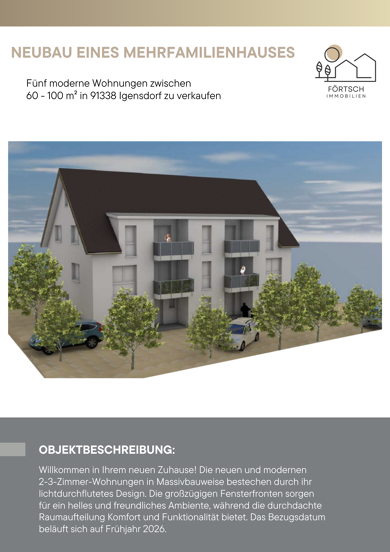 Wohnung zum Kauf provisionsfrei 310.000 € 2 Zimmer 62,6 m² Dachgeschoss, 1. Geschoss Igensdorf Igensdorf 91338