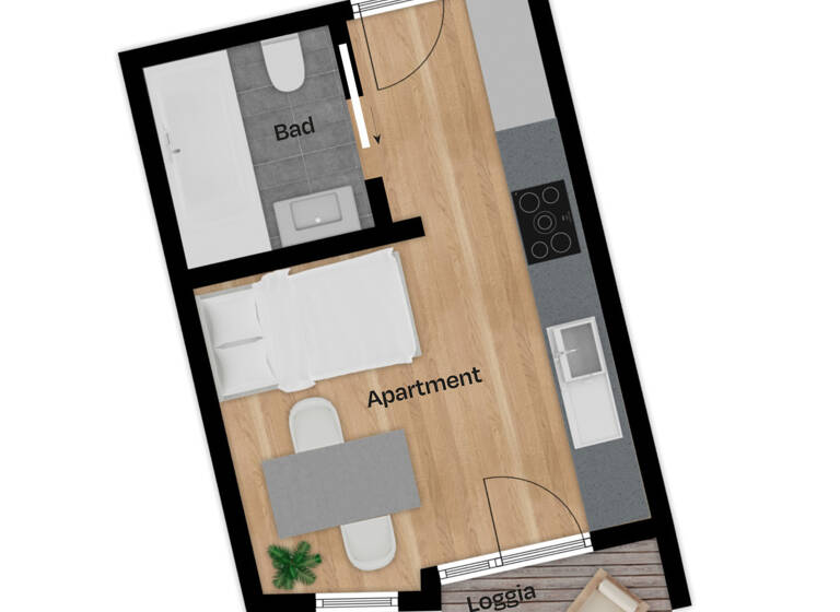 Studio zum Kauf - Neubau provisionsfrei 193.120 € 1 Zimmer 22,7 m²<br/>Wohnfläche 1.<br/>Geschoss St Johannis Nürnberg 90419