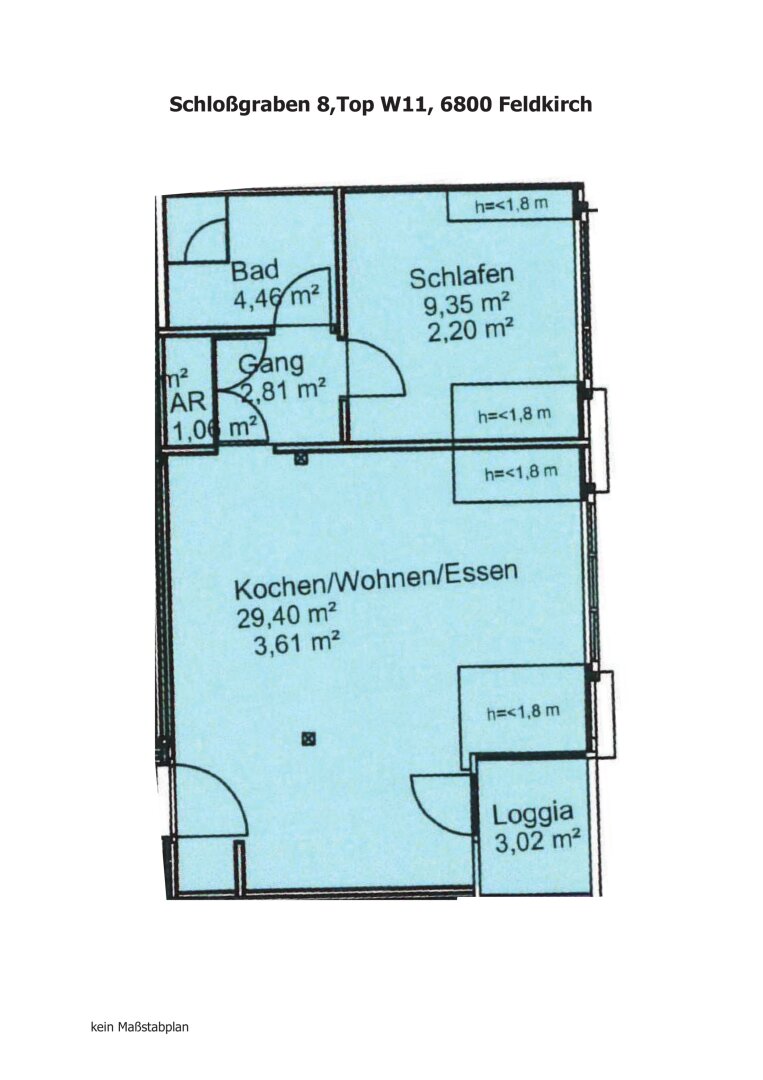 Wohnung zur Miete 995 € 2 Zimmer 52,9 m²<br/>Wohnfläche 2.<br/>Geschoss 01.04.2025<br/>Verfügbarkeit Schloßgraben 8 Feldkirch 6800