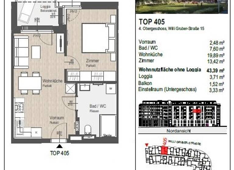 Wohnung zur Miete 563 € 2 Zimmer 43,4 m² 4. Geschoss Rennbahnstraße 2 St. Pölten 3100